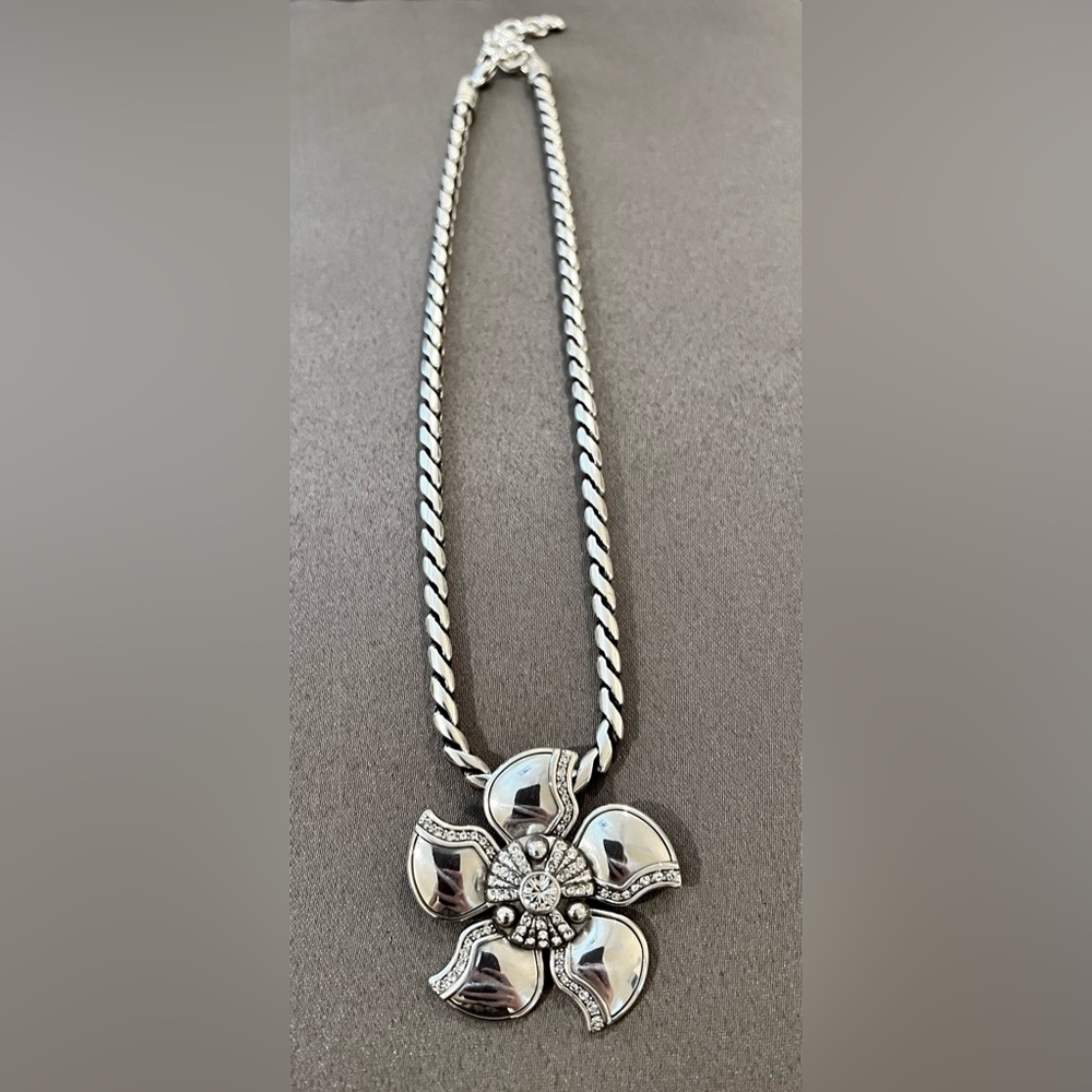 Brighton Silver-Plated Crystal Flower Necklace